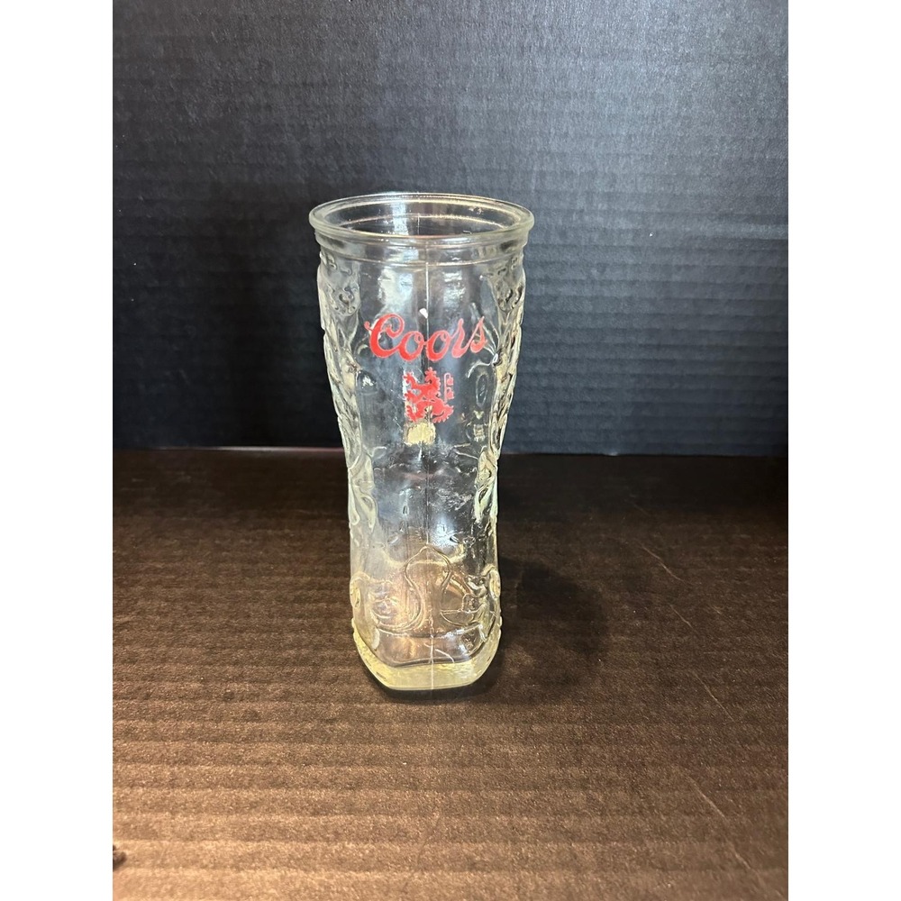 Coors Cowboy Boot Shaped Beer Glass Mug‎ Handle Red Logo 6" Retro 70's